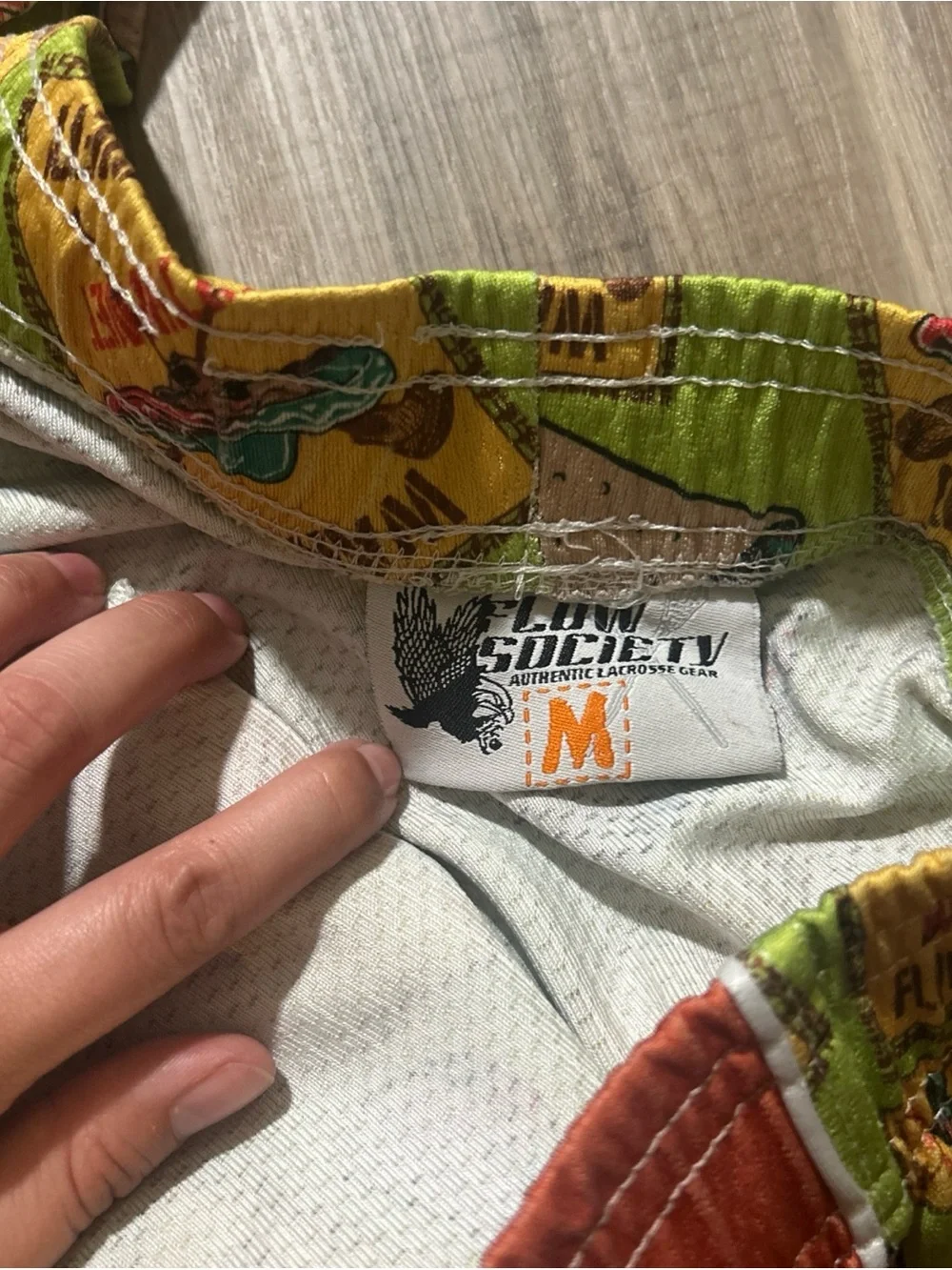 Flow Society Men’s Lacrosse Shorts Pockets Green Orange Taco Mesh Size Medium